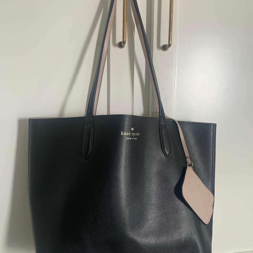 Kate Spade Black and Beige Leather Tote